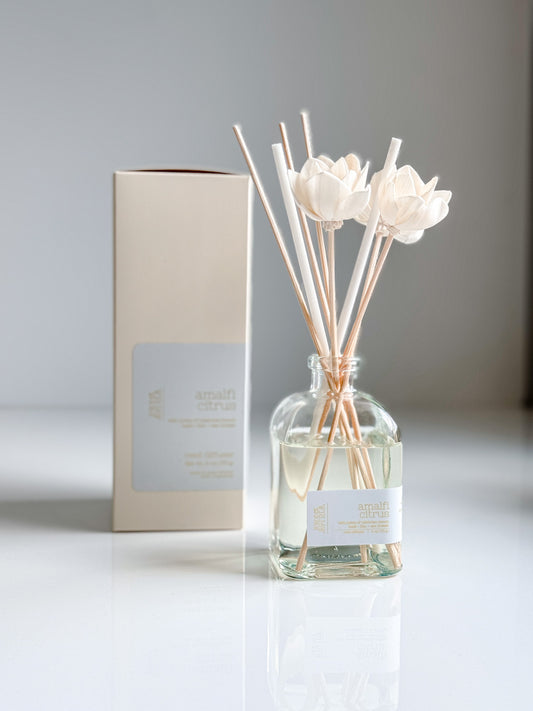 Amalfi Citrus reed diffuser with decorative reeds and gift box