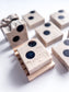 Cafecito Dots espresso coffee soap bars by Sweet Aurora with playful black dot  design