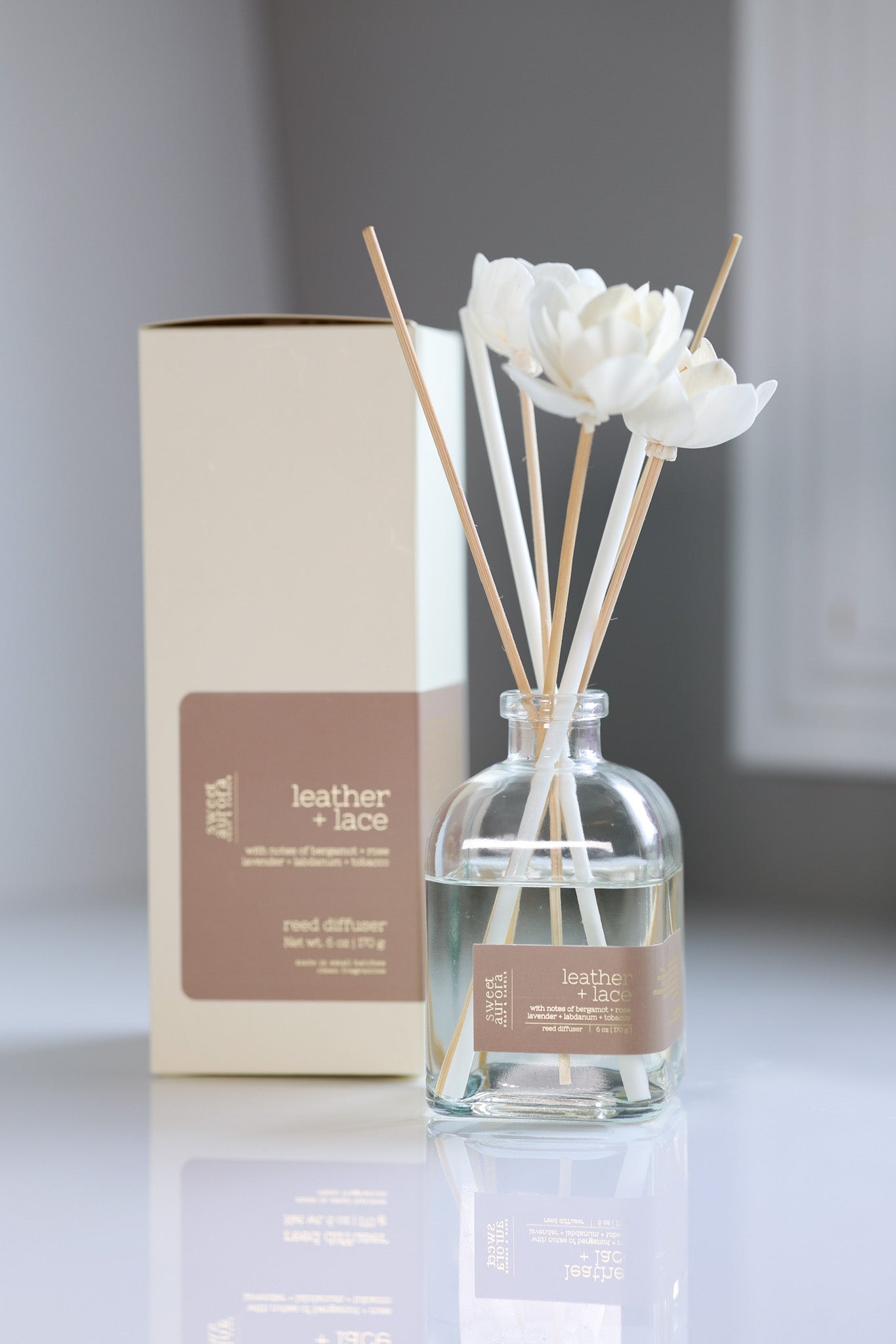 Leather + Lace Reed Diffuser - Sweet Aurora Co